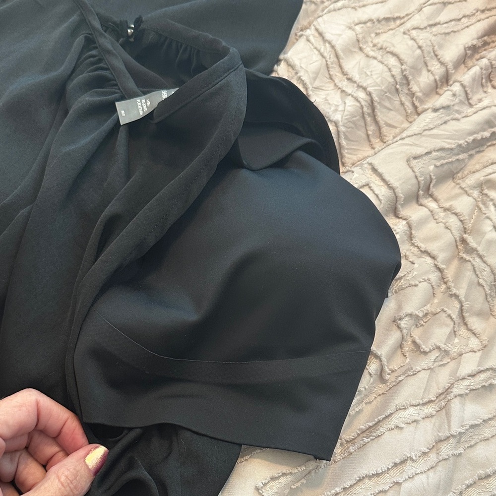 Classic Black Smocked-Waist Midi Dress - Picture 5 of 8